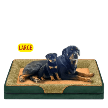Lavish Pets Bed Plush Mattress Green Brown (Large)